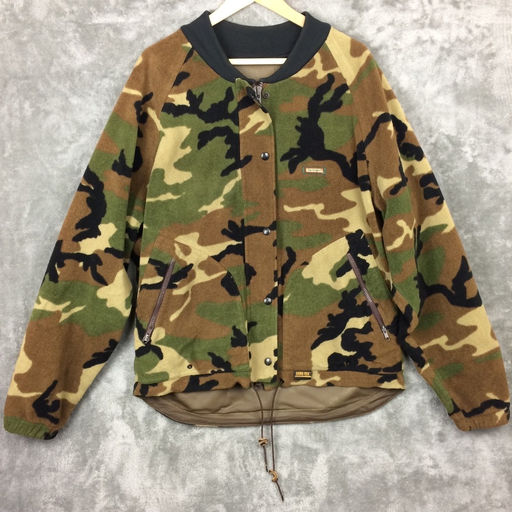 Vtg Remington Jacket Mens Large Camo Fleece Outdoor Hunting USA Made 90s